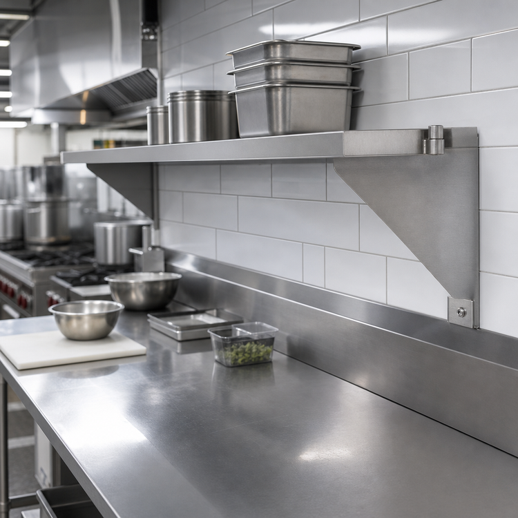 Product image #2 for Eagle Group Single Knob Right Foot Bracket for Cantilevered Shelving Systems, 18-Inch Stainless Steel