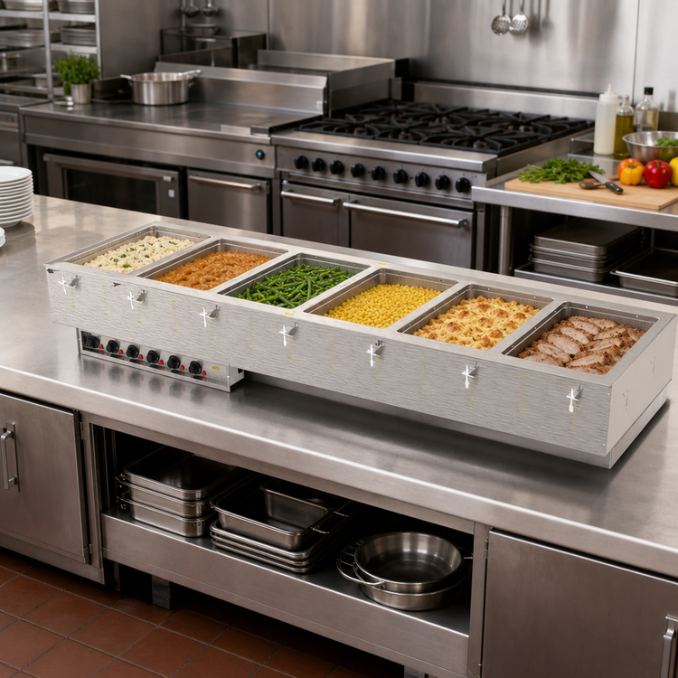 Product image #2 for Vollrath 6-Well Drop-In Electric Auto-Fill Hot Food Well Unit with Manifold Drain