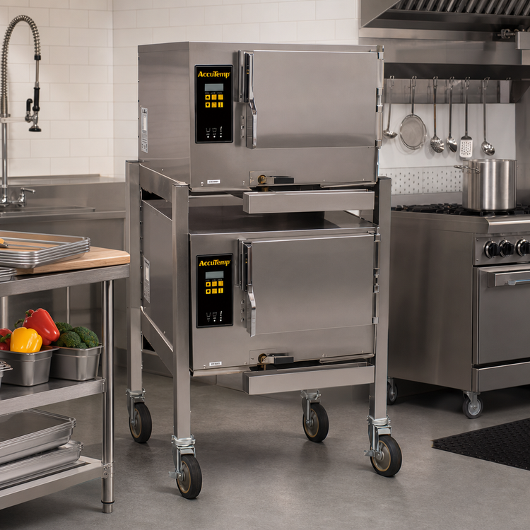 Product image #2 for AccuTemp Evolution 2-Compartment Floor Model Boilerless Electric Convection Steamer, 3-Pan Capacity per Compartment, 208V