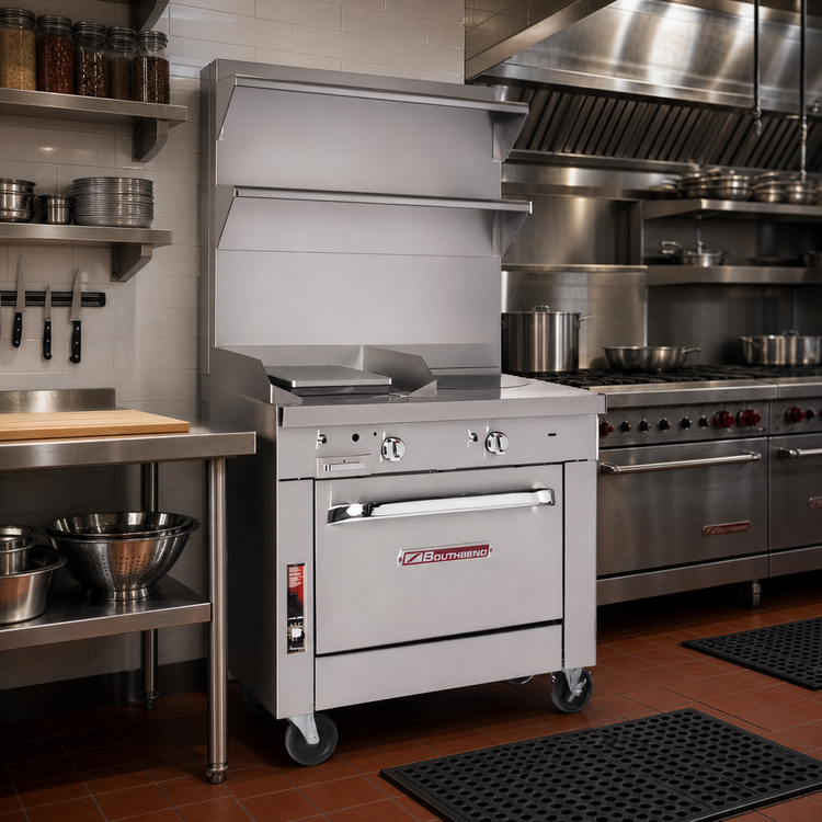 Product image #2 for Southbend Platinum Heavy Duty 18-Inch Gas French Hot Top Sectional Range with Cabinet Base