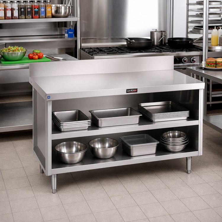 Product image #2 for La Rosa 60000 Series Open Shelf Utility Stand, 48-Inch L x 28-Inch D, 304 Stainless Steel Top