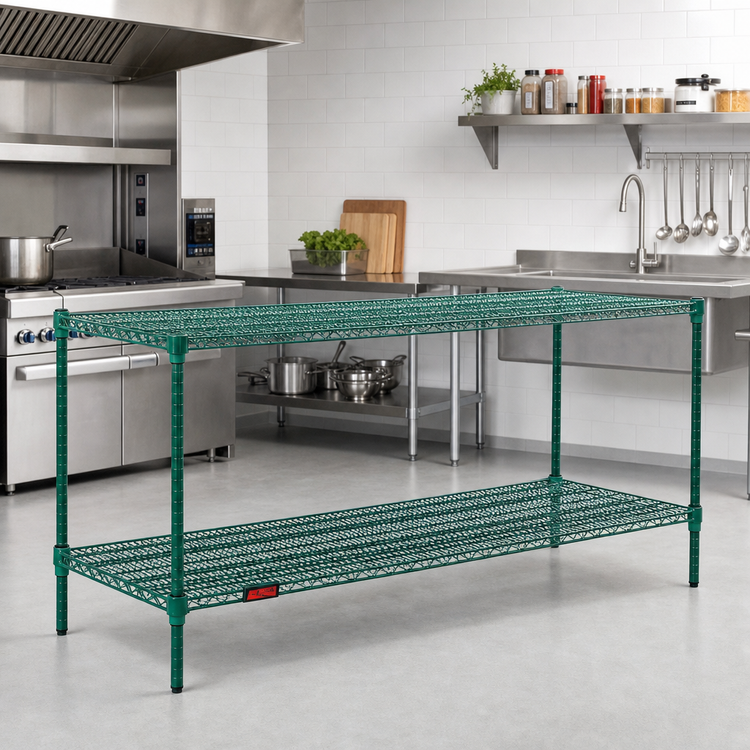 Product image #3 for Eagle Valu-Gard Double-Mat Wire Shelf with Tapered Split Sleeves, 24 x 60 Inches, Valu-Gard Green Epoxy