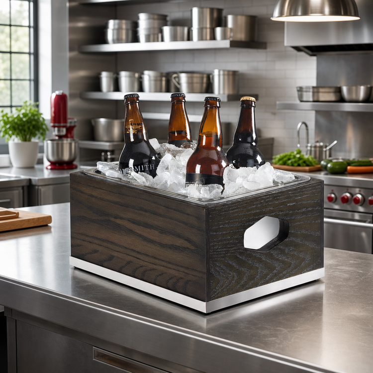 Product image #2 for Cinderwood Rectangular Oak Wood Ice Housing with Clear Polycarbonate Pan