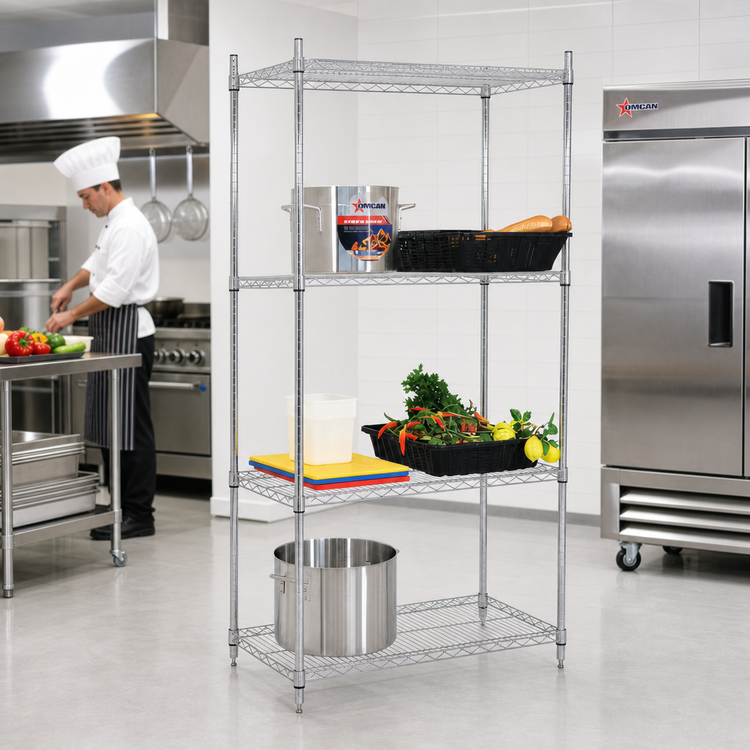 Product image #2 for Omcan USA 48 Inch x 24 Inch x 72 Inch Chrome Stationary Wire Shelving Unit
