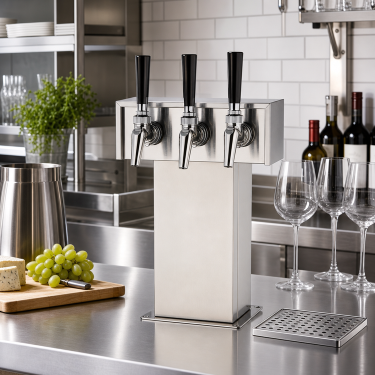 Product image #2 for 3-Faucet Tee Tower Style Stainless Steel Wine Dispensing Kit