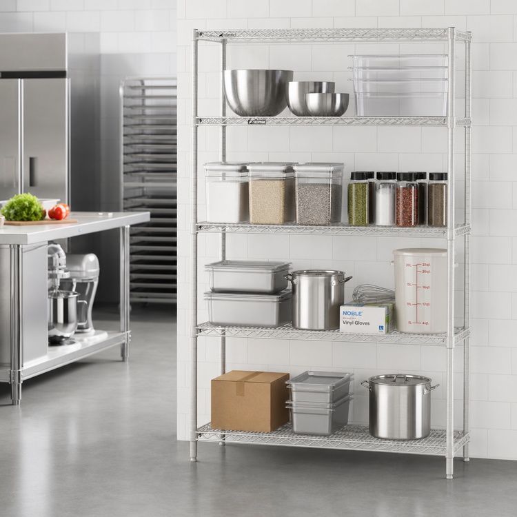 Product image #2 for Redipak 4-Tier Stationary Wire Shelving Unit, 36 x 18 x 63 Inches, EAGLEgard Hybrid Epoxy Finish