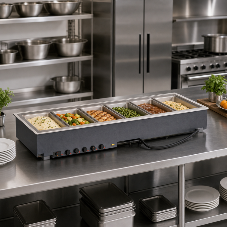 Product image #2 for Vollrath 6-Well Drop-In Electric Hot Food Well Unit with Autofill and Manifold Drain