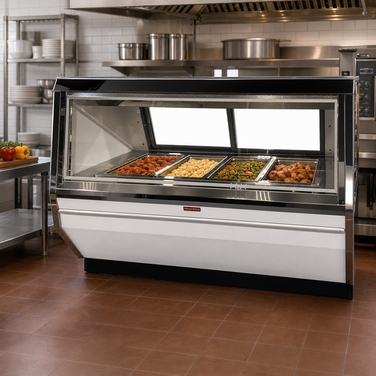 Product image #2 for Howard-McCray 72-Inch Full-Service Hot Food Case with 4 Wells, Wet or Dry Operation, Black Exterior