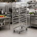 Thumbnail image #2 for Channel Manufacturing 439S Mobile Stainless Steel Cafeteria Tray Rack, End Load, 24-Tray Capacity, 14 x 18 Trays, 5-Inch Spacing