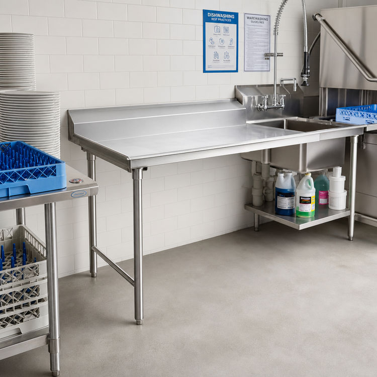 Product image #2 for Spec-Master Straight Clean Dishtable, 24W x 30D x 43-1/2H, Right-to-Left, 14/304 Stainless Steel Top