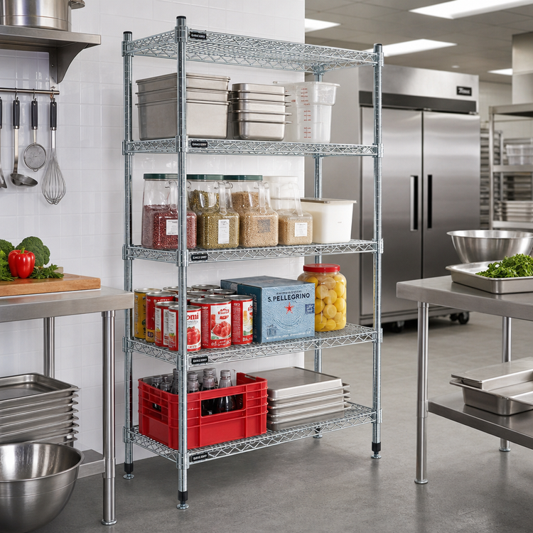 Product image #3 for EAGLEbrite 4-Tier Double-Mat Wire Shelving Starter Unit, 36W x 18D x 63H, Zinc Finish