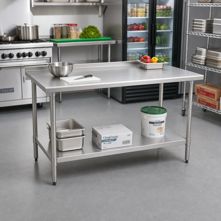 Product image #2 for BlendPort Budget Series 60W x 24D Stainless Steel Work Table with Rear Upturn and Adjustable Undershelf