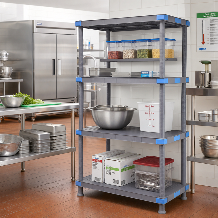 Product image #2 for Millenia 4-Shelf Solid Polymer Stationary Starter Shelving Unit, 42"W x 21"D x 62"H