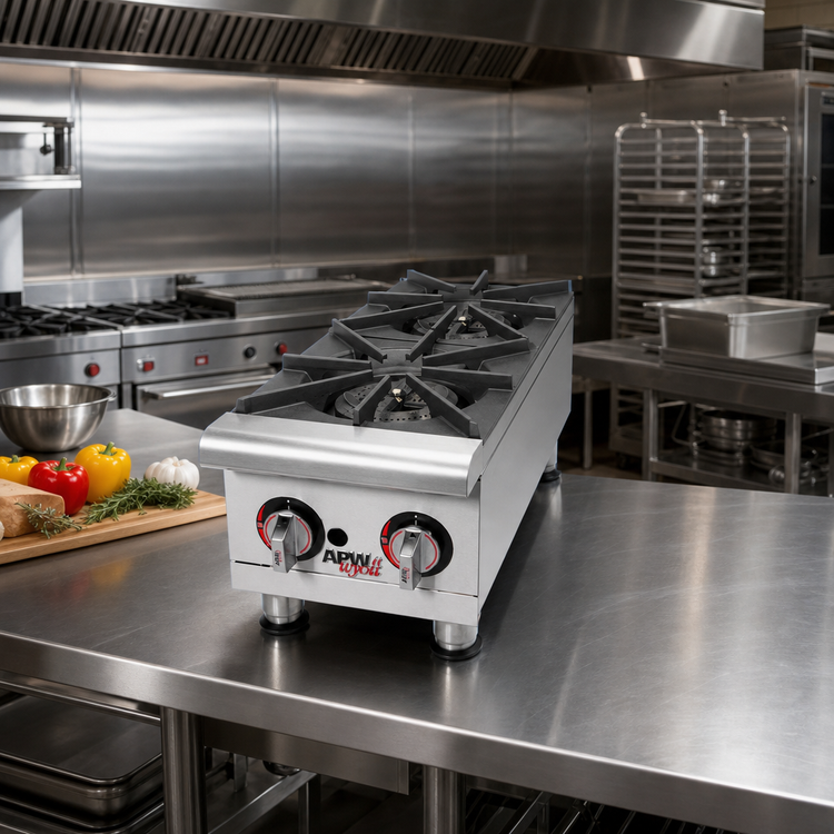 Product image #2 for APW Wyott Workline GHP-4S 24-Inch 4-Burner Gas Countertop Hot Plate, 88,000 BTU