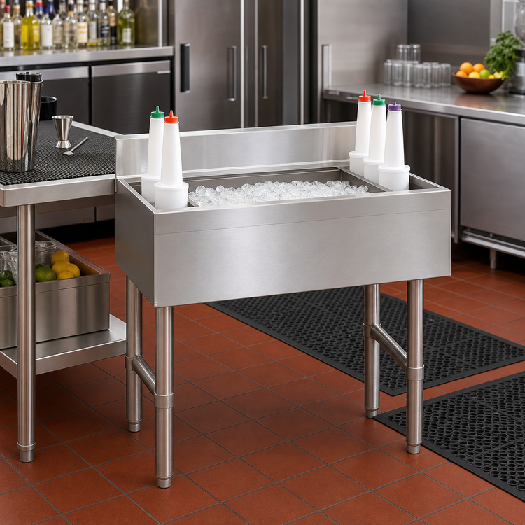 Product image #2 for Advance Tabco Underbar Basics 42-Inch Stainless Steel Cocktail Unit with 12-Inch Deep Ice Bin