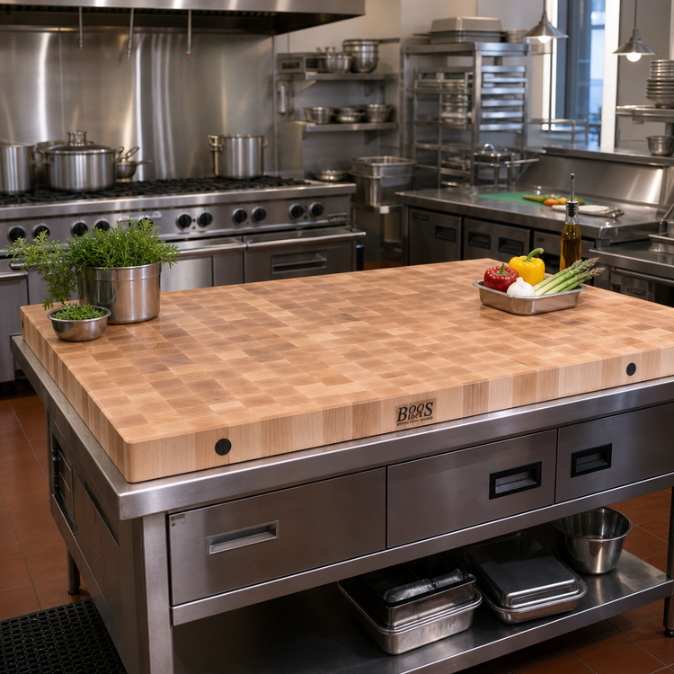 Product image #2 for John Boos Boos Block 60" x 27" x 3" End Grain Maple Island Countertop with Cream Finish