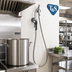 Thumbnail image #2 for T&S Brass Wall-Mount Swivel Pot & Kettle Filler Faucet with Hook Nozzle, 36-Inch Stainless Steel Flex Hose, and Vacuum Breaker