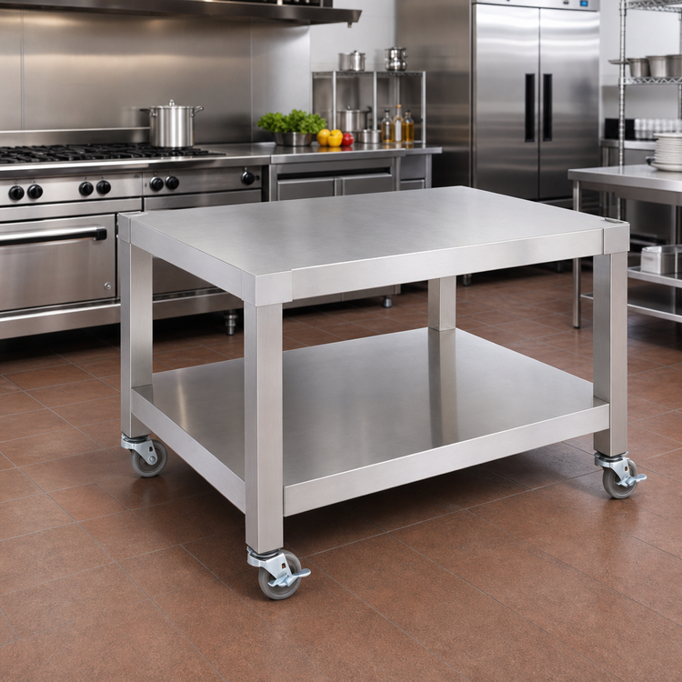 Product image #2 for Garland 72-Inch Stainless Steel Heavy-Duty Counter Equipment Stand with Shelf and Casters