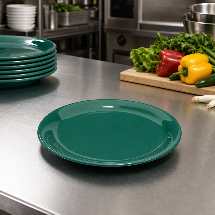 Product image #3 for Durus® 9-Inch Round Narrow Rim Melamine Dinner Plate, Meadow Green