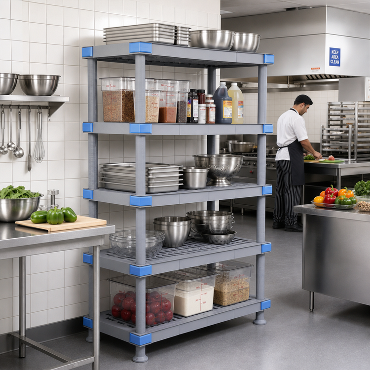 Product image #2 for Millenia 5-Shelf Stationary Polymer Shelving Starter Unit, 60"W x 21"D x 86"H