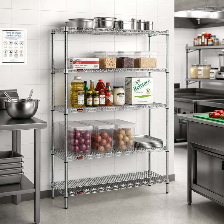 Product image #2 for Add-A-Shelf 4-Tier Stationary Wire Shelving Starter Unit, 48W x 21D x 63H, Chrome Finish