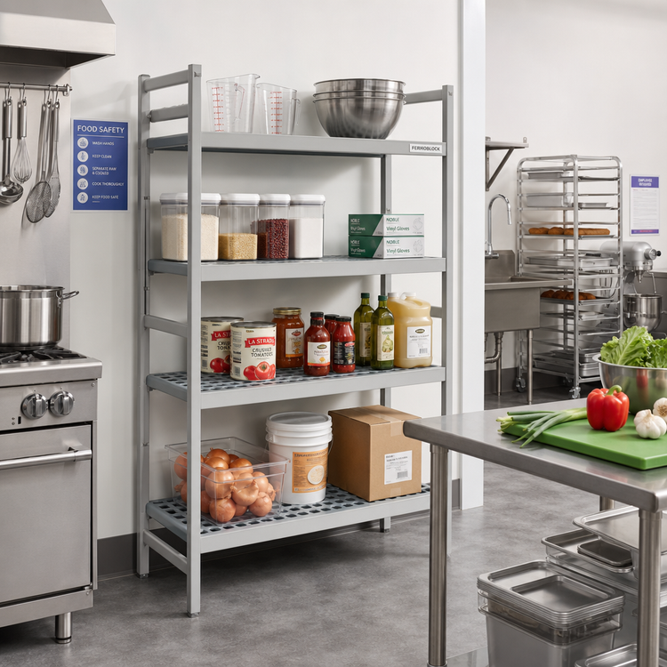 Product image #2 for Fermostock 4-Tier Stationary Starter Polymer Shelving Unit, 35W x 18D x 83H, Gray
