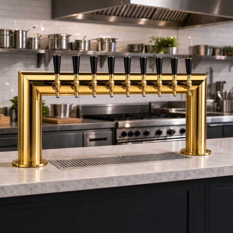 Product image #2 for Pass-Thru 8-Faucet Countertop Glycol-Cooled Draft Beer Tower, PVD Brass Finish