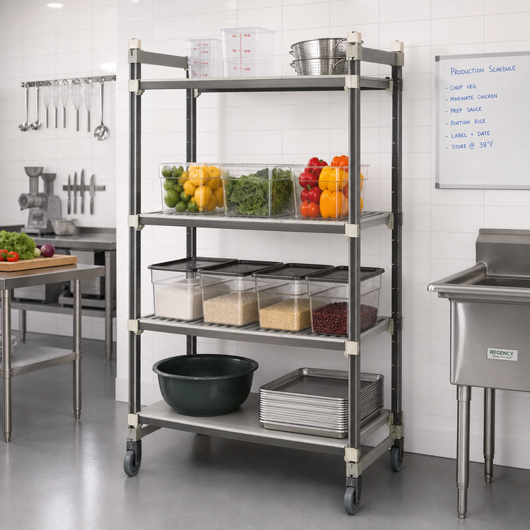 Product image #2 for Camshelving Elements XTRA High Density Top Rail Mobile Starter Unit, 21-Inch Deep x 48-Inch Long x 80-Inch High, 4-Tier, 3 Vented + 1 Solid