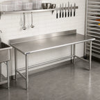 Thumbnail image #2 for Eagle Group Budget Series T30108STB-BS 108-Inch x 30-Inch 430 Stainless Steel Work Table with 4-1/2-Inch Backsplash and Open Tubular Base