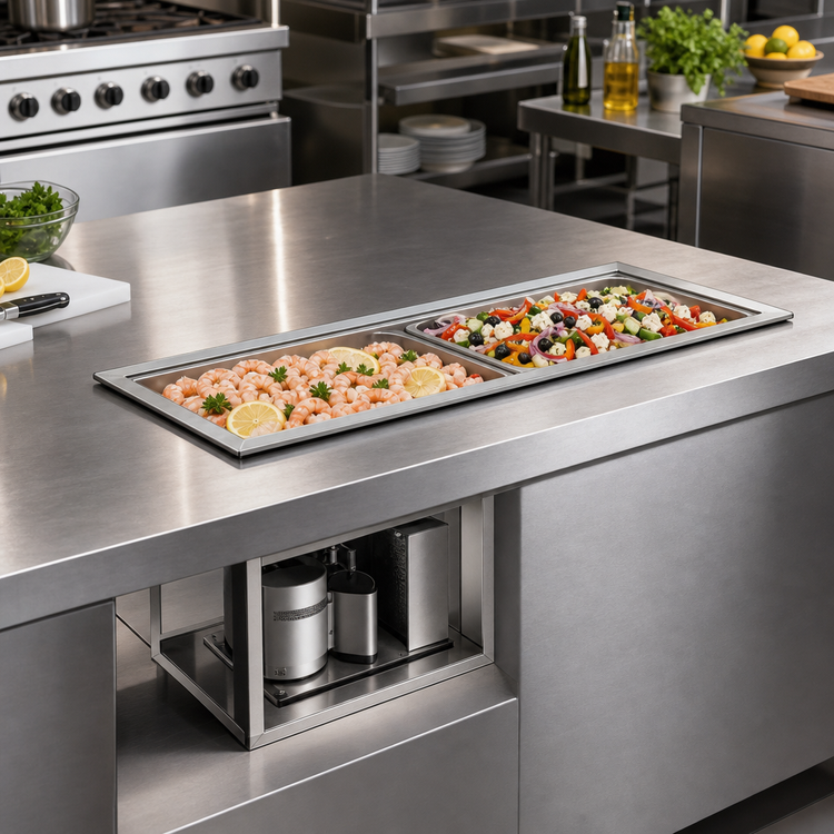 Product image #2 for Wells RCP-200SL Drop-In Slim Line Self-Contained Refrigerated Cold Food Well, 2 Full-Size Pans