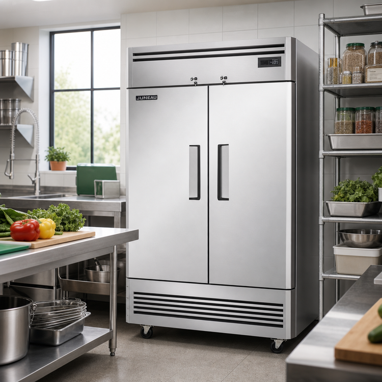 Product image #3 for Juneau 54-Inch Two-Section Reach-In Freezer, Bottom-Mount Self-Contained, 39.4 Cu. Ft., Stainless Steel, 115V