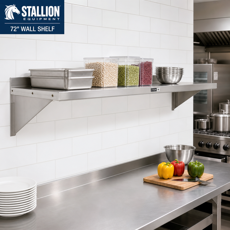 Product image #2 for Stallion 72-Inch Wall-Mounted Stainless Steel Shelf