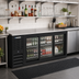 Thumbnail image #2 for Beverage-Air Three-Section Back Bar Refrigerator with Sliding Glass Doors, 72 Inch, Black Exterior, Stainless Steel Top
