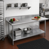 Thumbnail image #2 for Advance Tabco Special Value 84-Inch x 24-Inch 430 Stainless Steel Work Table with 5-Inch Backsplash and Adjustable Undershelf