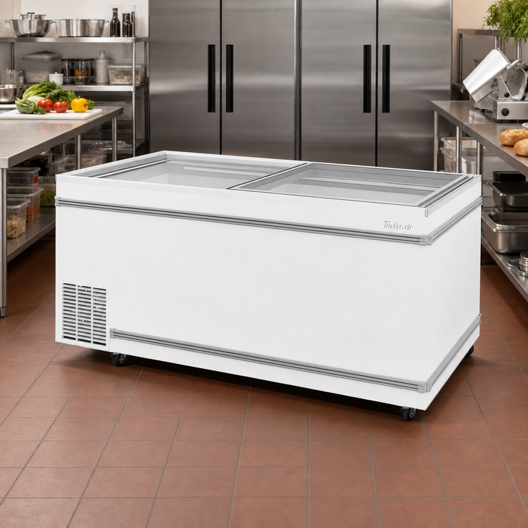 Product image #2 for Turbo Air TFS-25F-N Top Open Island Chest Freezer, 25.22 Cu. Ft., Flat Top, Sliding Glass Doors