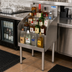 Thumbnail image #3 for BK Resources Freestanding 4-Step Stainless Steel Underbar Liquor Bottle Display, 12 Inch W x 21-1/4 Inch D, Approx. 13-Bottle Capacity