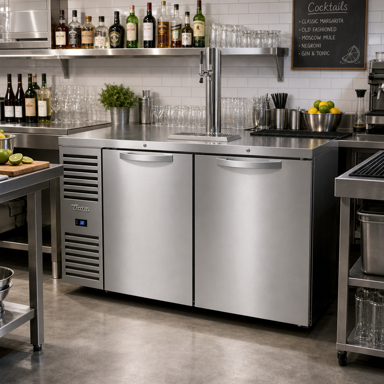 Product image #2 for 60-Inch Two-Section Refrigerated Draft Bar Cooler with Single-Faucet Beer Column