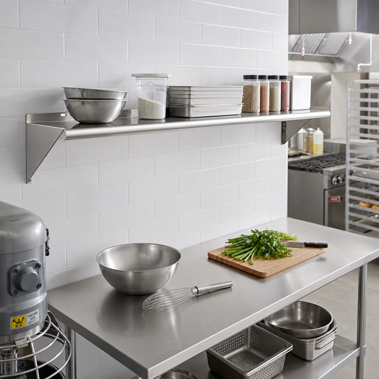 Product image #2 for Eagle Group WS1260TL-X Wall-Mounted Tab-Lock Shelf, 60 x 12 Inches, 16-Gauge 430 Stainless Steel