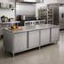 Thumbnail image #2 for BK Resources Stainless Steel Chef Table with Enclosed Cabinet Base and Hinged Doors, 120 x 30 x 34-3/4 Inches