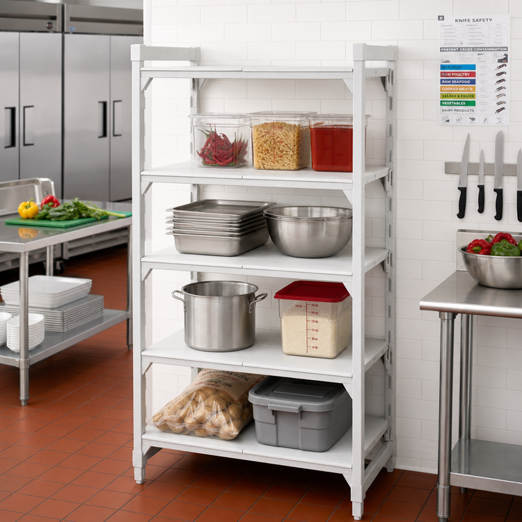 Product image #3 for Cambro Camshelving Premium 30 x 24 x 84 Inch 4-Tier Solid Stationary Starter Unit