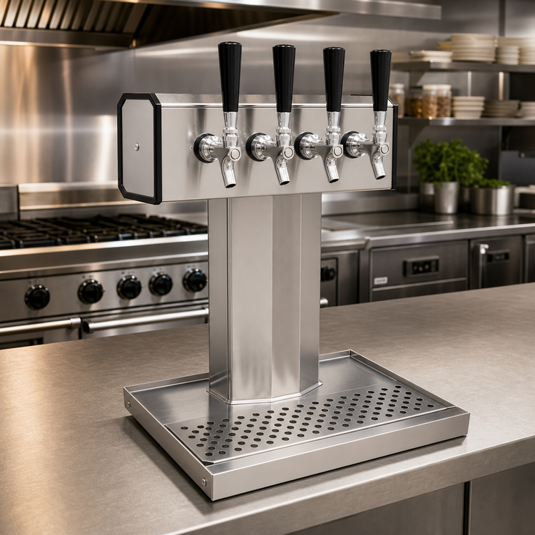 Product image #2 for Glastender BT-4-SS Countertop Air-Cooled Tee Draft Dispensing Tower with 4 Faucets