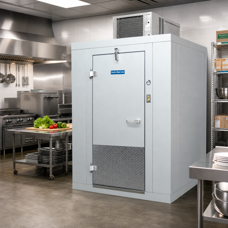 Product image #2 for Arctic Blue Line 10' x 8' Indoor Floorless Walk-In Cooler with Remote Pre-Assembled Refrigeration
