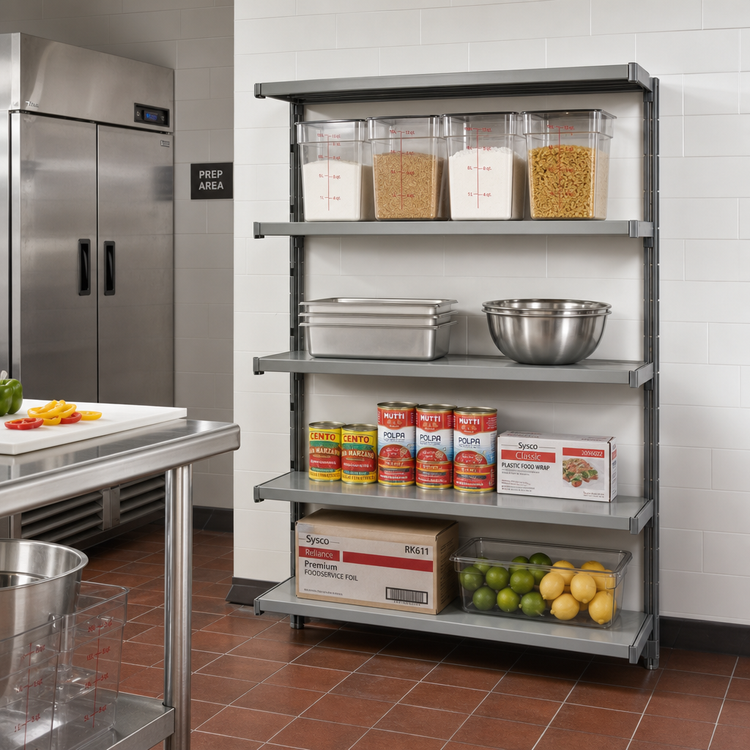 Product image #2 for Cambro Camshelving Basics Plus 4-Shelf Solid Add-On Unit, 24 x 42 x 64 Inches, Brushed Graphite