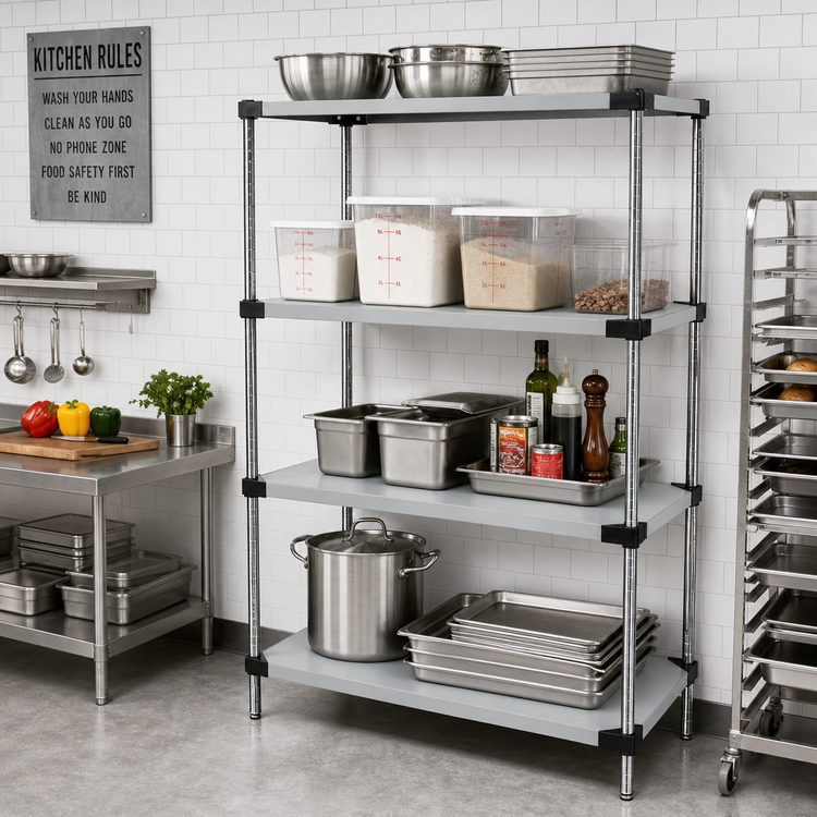 Product image #2 for Solid Stainless Steel Shelving Starter Kit, 42 x 14 x 54 Inches, 4 Shelves, 600-800 lb Capacity