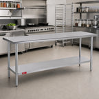 Thumbnail image #2 for Duke Manufacturing 314S-24120 Stainless Steel Work Table, 14-Gauge 300 Series Top, Undershelf, 120 x 24 x 36 Inches