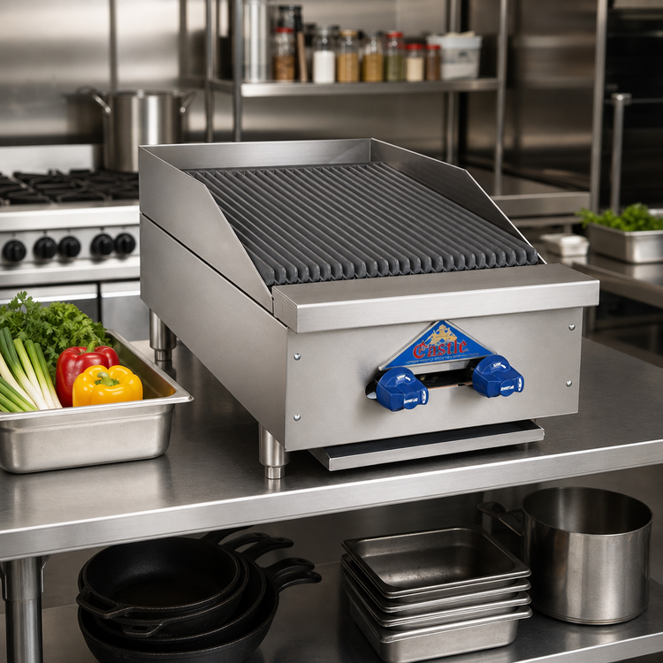 Product image #2 for Comstock-Castle Castle Series 18-Inch Countertop Radiant Gas Char-Broiler, Manual Controls, 18 x 24-Inch Grill Area