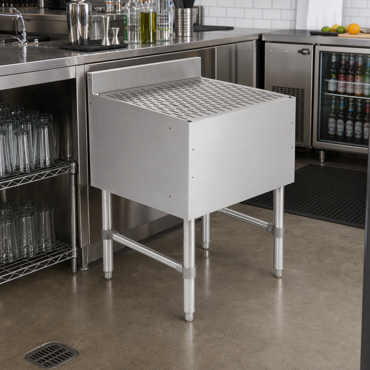 Product image #2 for Slim-Line Freestanding Underbar Drainboard with Top Drain and Removable Perforated Insert, 24 Inch W x 18 Inch D x 32-1/2 Inch H