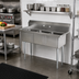 Thumbnail image #2 for Omcan USA Three-Compartment Pot Sink with 18 x 18 x 11 Inch Bowls, 304 Stainless Steel, No Drainboard