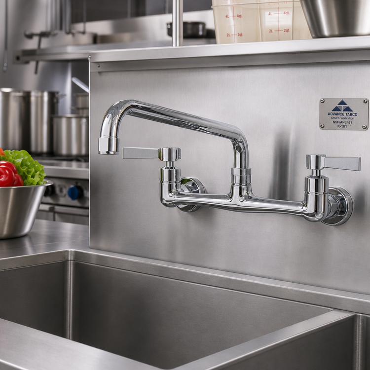 Product image #2 for Advance Tabco K-101 Commercial Lead-Free Backsplash-Mounted Faucet with 8-Inch Swing Spout