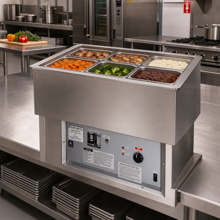 Product image #2 for Atlas Metal RM-HP-X-6 Dual Temp 6-Pan Remote Refrigerated Drop-In Hot/Cold Food Well